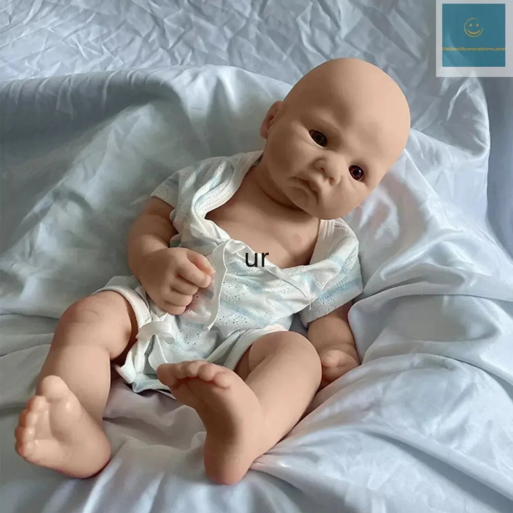 Artist Reborner Painted 16" Weighted Soft Platinum Silicone Reborn Baby Boy Open Eyes Flexible Newborn Lifelike Doll Toy lifelikesiliconereborns.com
