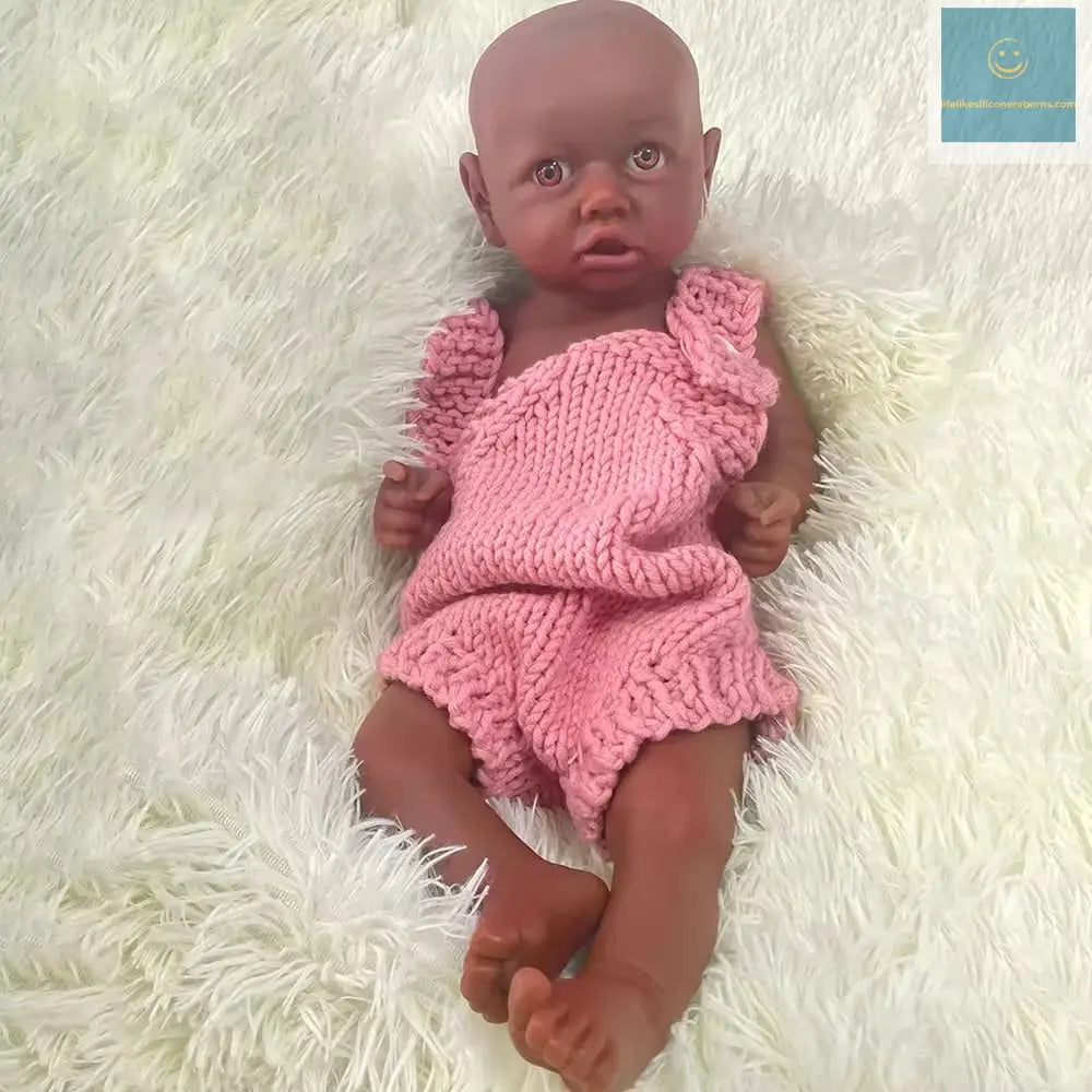 Baby toy Full platinum silicone Flexible 17 Inch Full Body Soft newborn Girl Diy Reborn Handmade Africa girl doll collection lifelikesiliconereborns.com