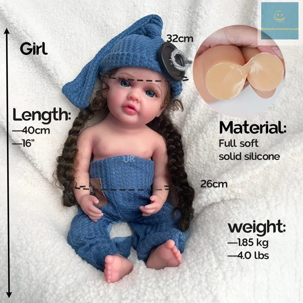 Birthday gift Christmas Lifelike Newborn Girl Artist Collectibles Realistic 40CM 16" Stretchy Soft Silicone Reborn Baby Doll lifelikesiliconereborns.com