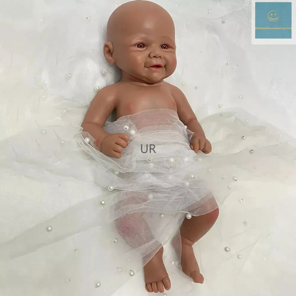Black Newborn Baby Lifelike 1:1 Size And Weight African Girl Kid 17'' Full Solid Platinum Silicone Reborn Doll Vivienne lifelikesiliconereborns.com