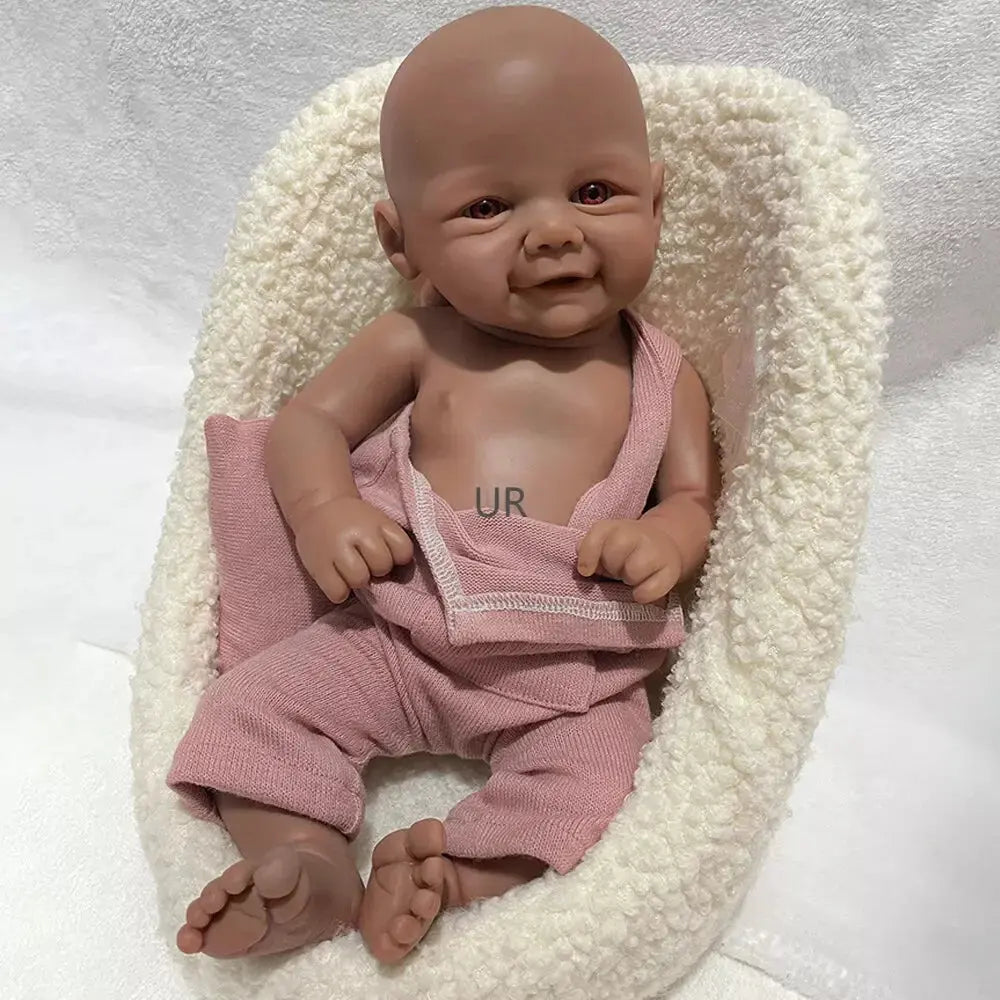 Black Newborn Baby Lifelike 1:1 Size And Weight African Girl Kid 17'' Full Solid Platinum Silicone Reborn Doll Vivienne lifelikesiliconereborns.com