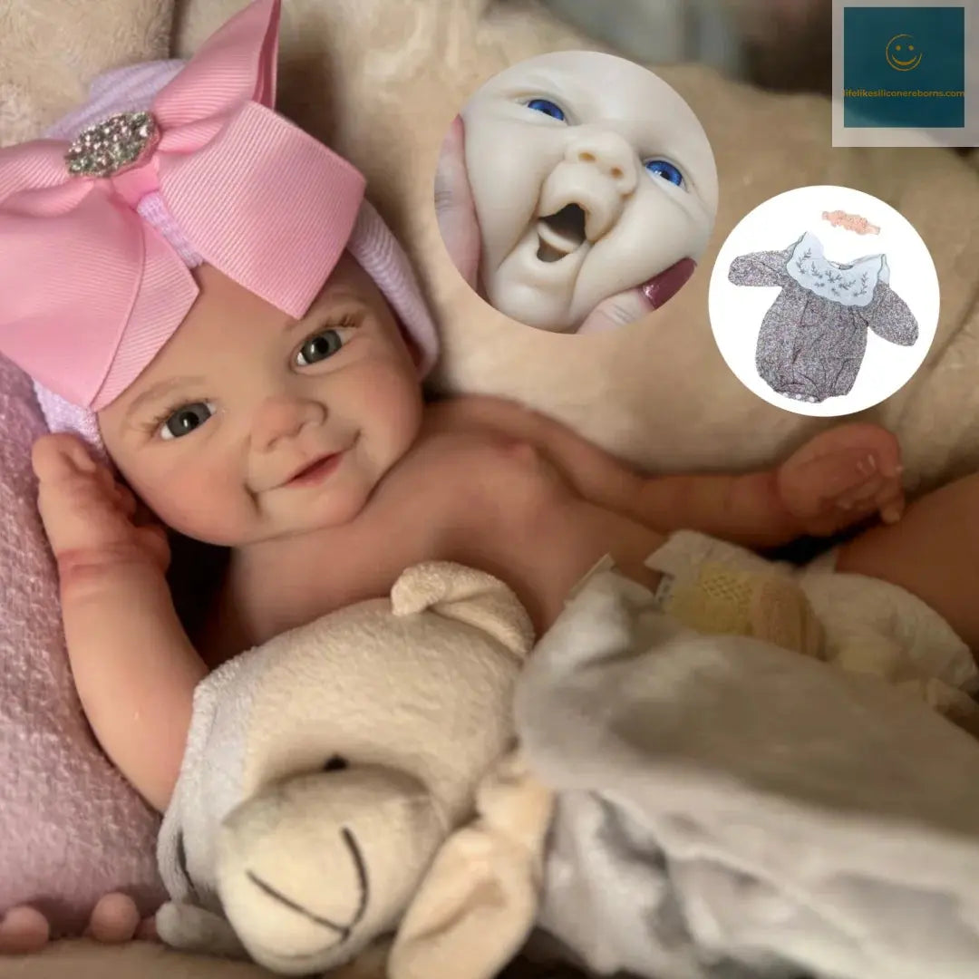 Can Open Mouth Vivienne 18Inch bebe reborn silicona Girl Doll With Painted Hair Washable Doll Lifelike Reborn Girl Doll lifelikesiliconereborns.com
