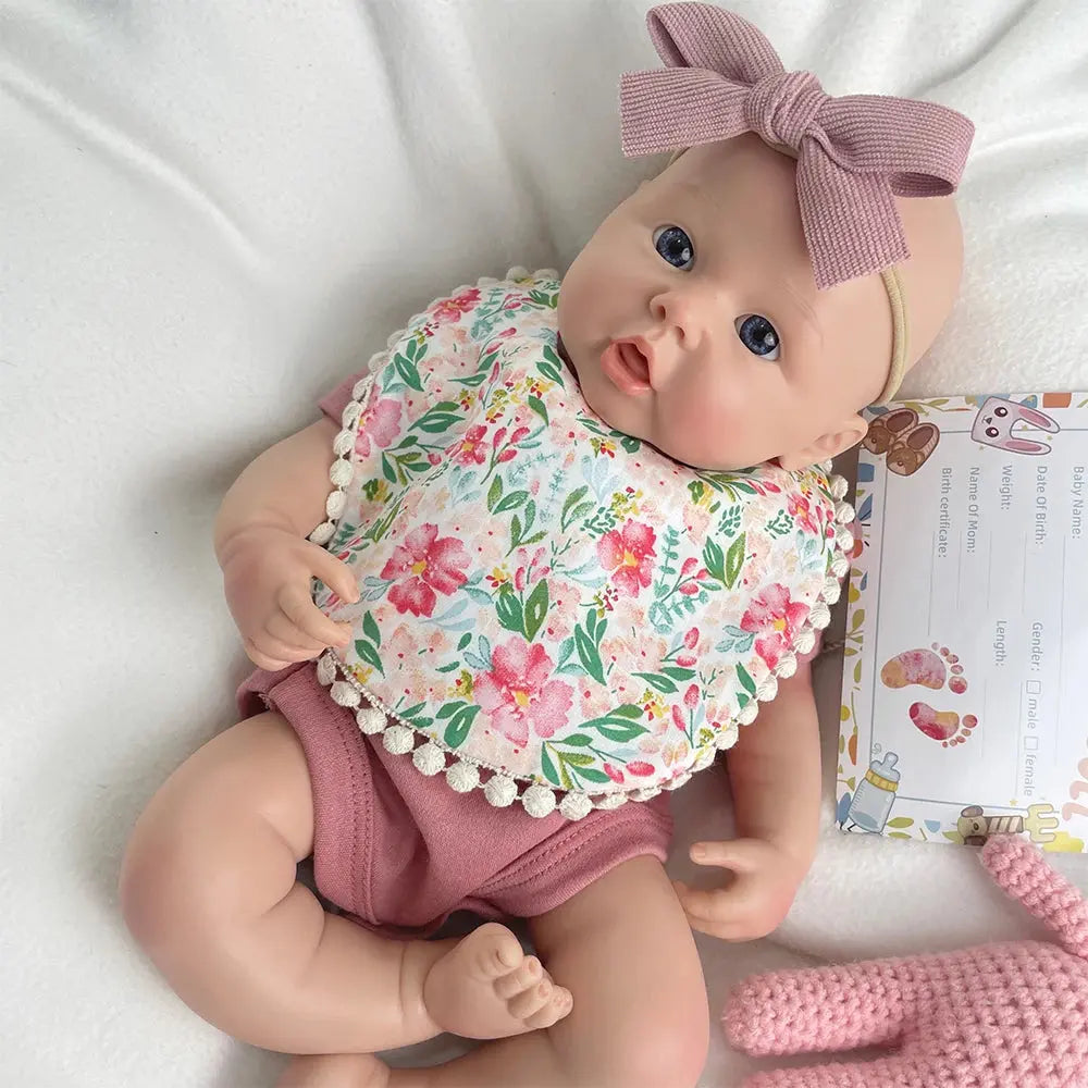 Chubby Flexible Handmade Silicone Reborn Baby Girl 18Inch Visible Veins Weighted Newborn Doll for Collector Christmas Gift Toys lifelikesiliconereborns.com