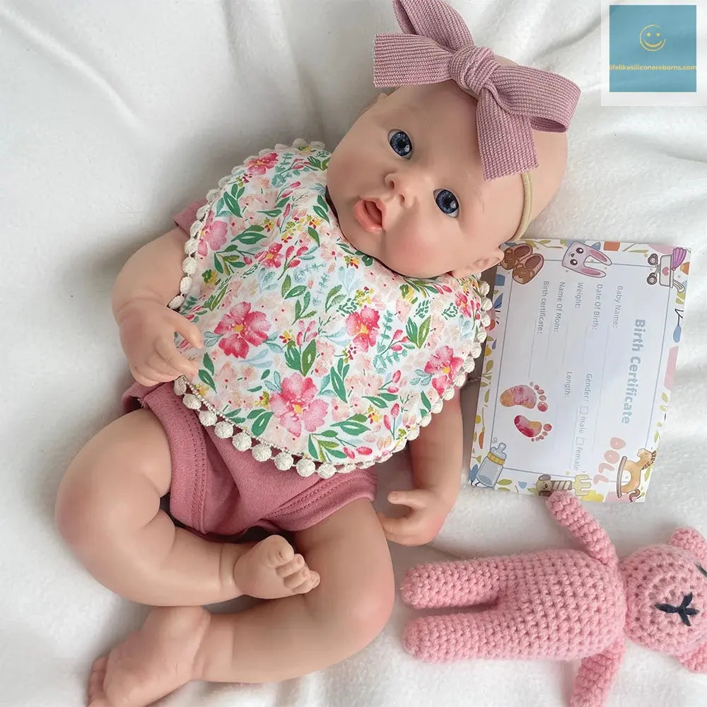 Chubby Flexible Handmade Silicone Reborn Baby Girl 18Inch Visible Veins Weighted Newborn Doll for Collector Christmas Gift Toys lifelikesiliconereborns.com