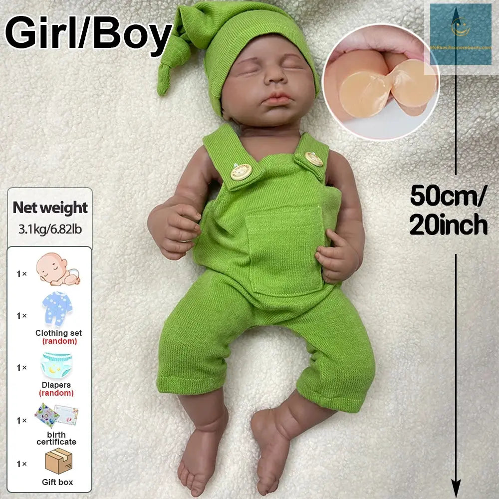 Collectible 20Inch Silicone Reborn African Baby Doll Hand-Painted Bebe Girl/Boy for Display & Parenting Practice Kids Toy lifelikesiliconereborns.com