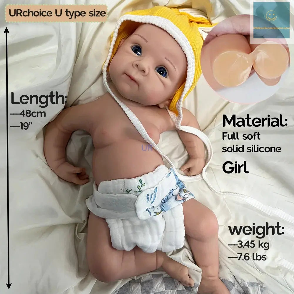 Cute 19-Inch Full-Body Silicone Reborn Baby Doll – Lifelike Betty Sculpt, Artist-Painted for Boy/Girl Collectible gift lifelikesiliconereborns.com