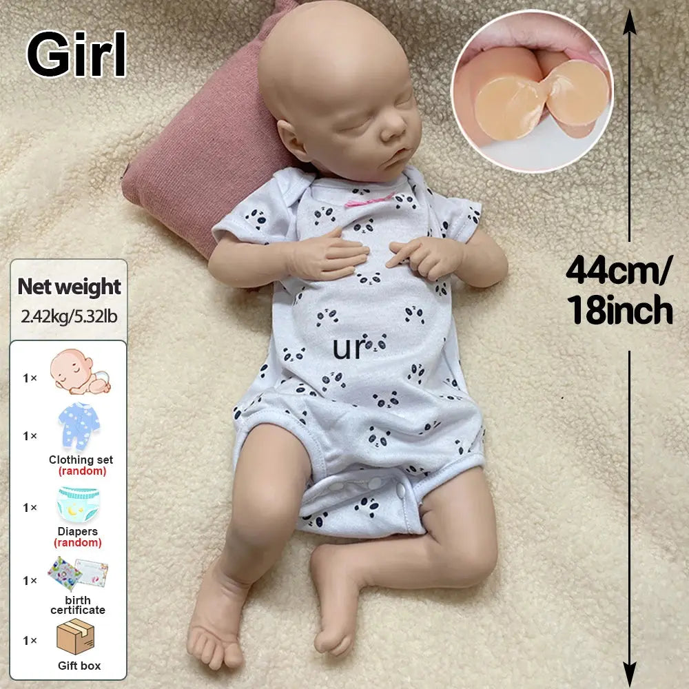 DIY Unpainted Realistic Silicone Reborn Baby Girl 18Inch Weighted Blank Doll for Painter Collector Customized Toys lifelikesiliconereborns.com