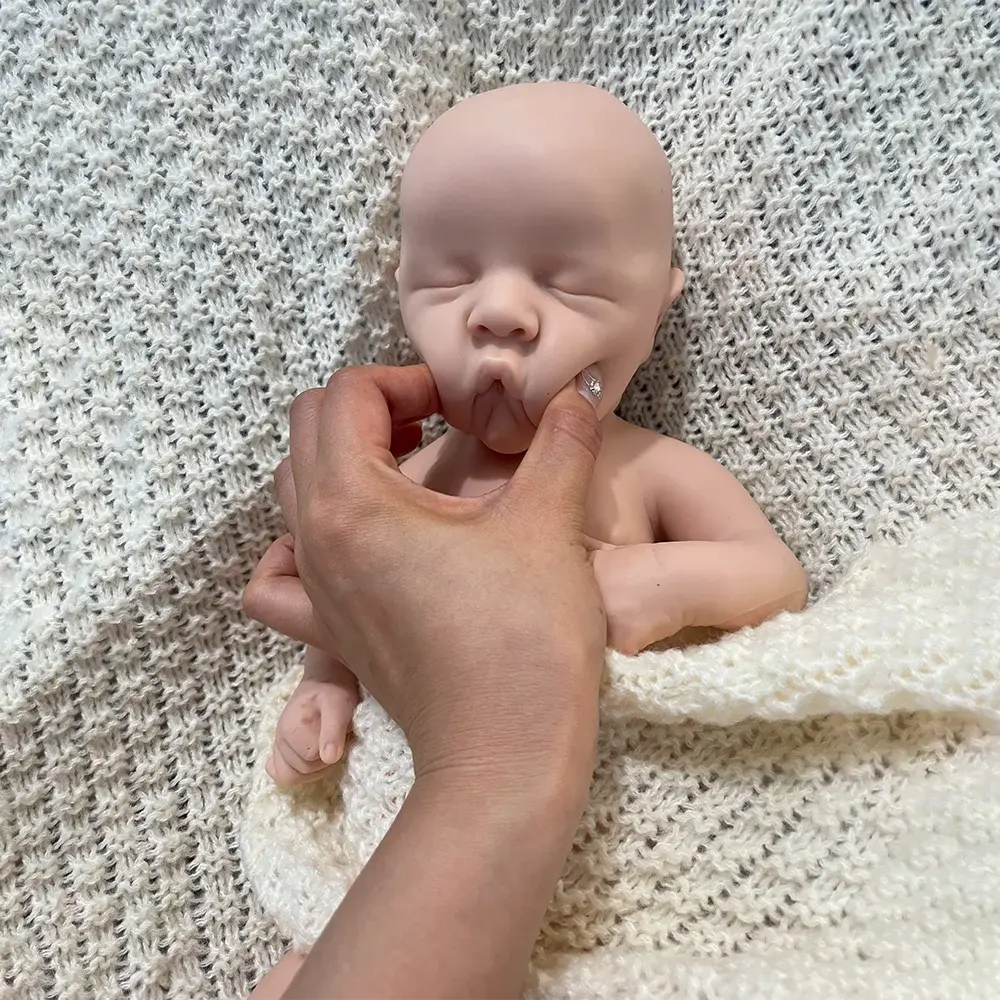 Diy Unpainted artist collection reborn doll 18 Inch Closed Eyes Non Viynl boy Full platinum Silicone Baby Dolls Soft lifelikesiliconereborns.com