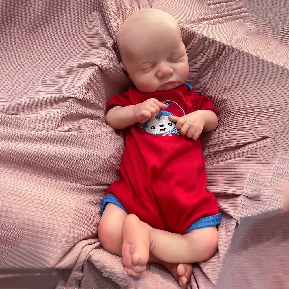Diy Unpainted artist collection reborn doll 18 Inch Closed Eyes Non Viynl boy Full platinum Silicone Baby Dolls Soft lifelikesiliconereborns.com