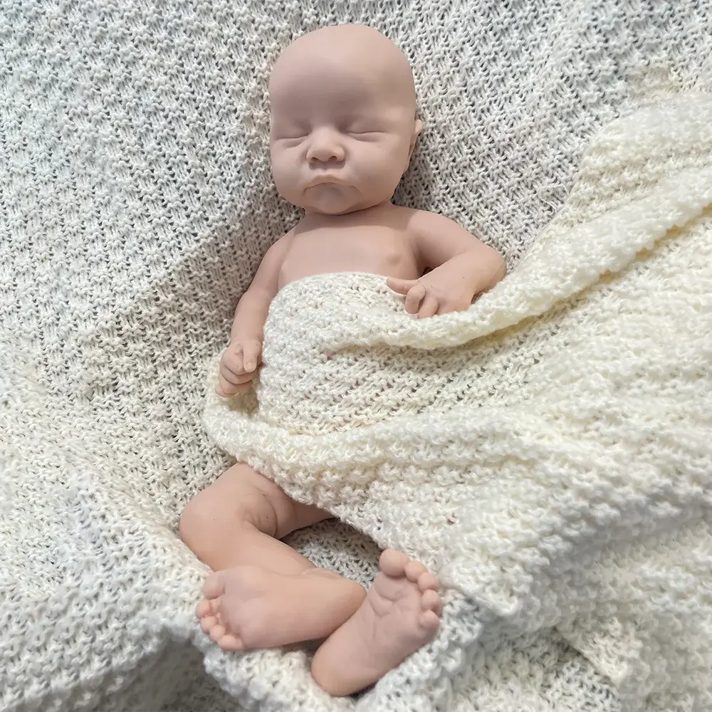 Diy Unpainted artist collection reborn doll 18 Inch Closed Eyes Non Viynl boy Full platinum Silicone Baby Dolls Soft lifelikesiliconereborns.com