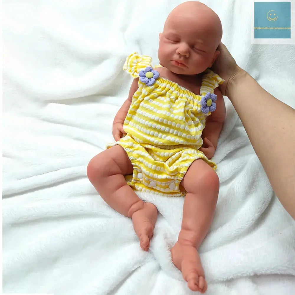 Full Solid Platinum Silicone Newborn Baby Girl Doll LouLou Washable Sleeping Painted 50cm Realistic Soft Weighted Reborn Baby lifelikesiliconereborns.com