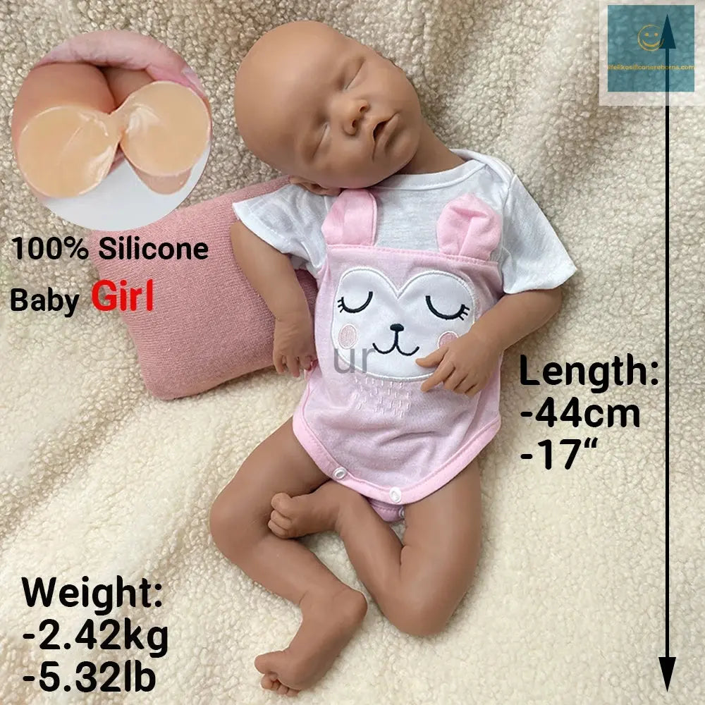 Handmade 17Inch Realistic Details & Poseable Limbs Silicone Reborn Baby Girl Doll for Artistic Use Collectibles Kids Toy lifelikesiliconereborns.com