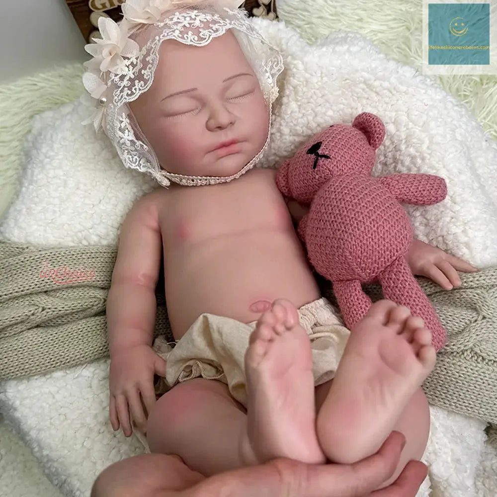 Lifelike 22" Exquisite Silicone Reborn Baby Dolls Sleeping Girl Handmade Real Life Soft Weighted Body Gift Toy & DIY Artwork lifelikesiliconereborns.com