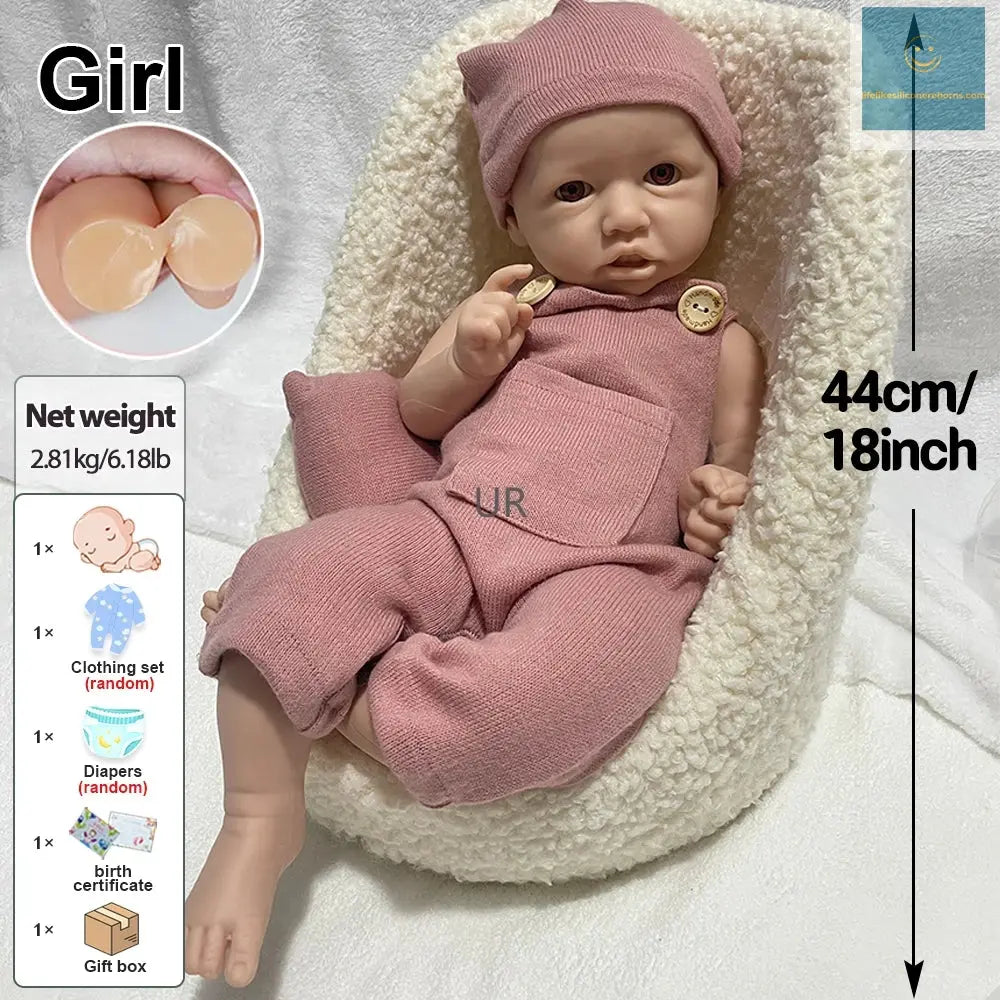 Lifelike Details 18Inch Full Body Solid Baby Girl Washable Silicone Reborn Doll for Education Collectibles Birthday Gift lifelikesiliconereborns.com
