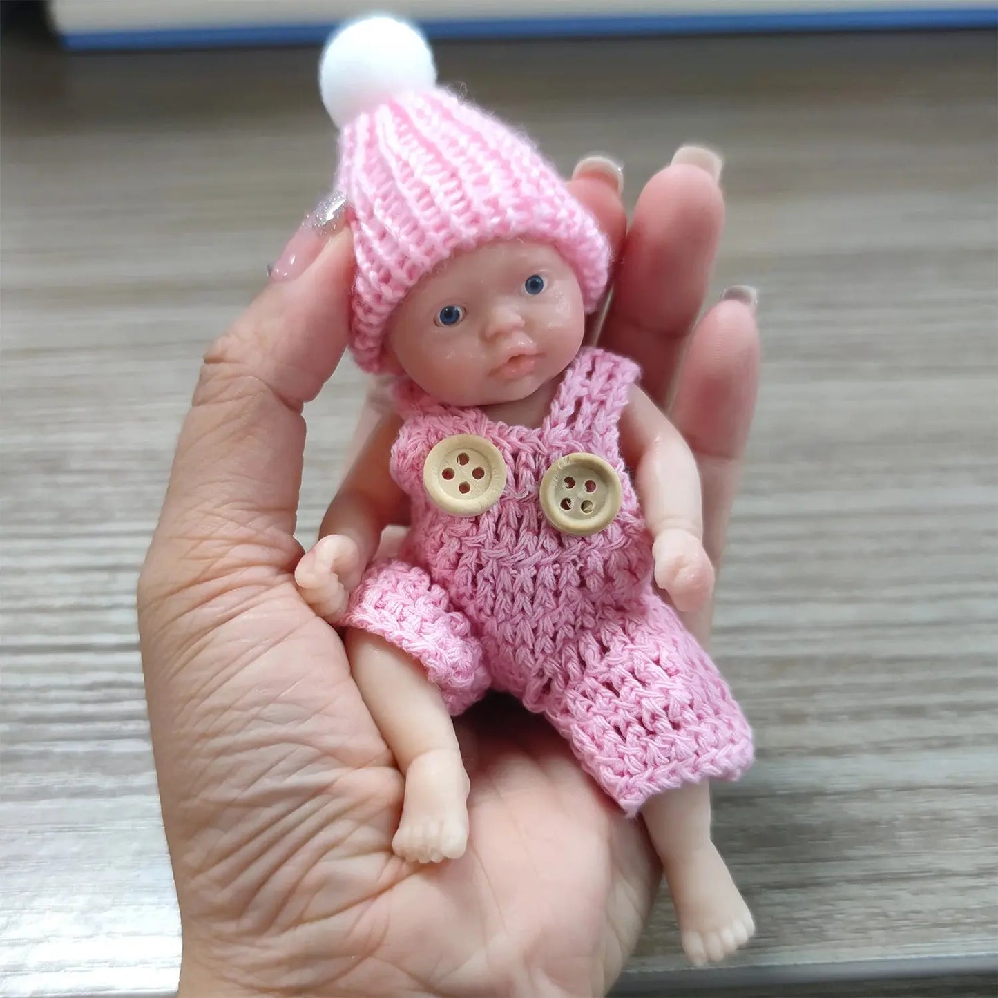 Mini Reborn Baby Dolls Sleeping Silicone Full Body Girl 4.5 Inch Miniature Babies with feed Accessories for Christmas Gift Kids lifelikesiliconereborns.com