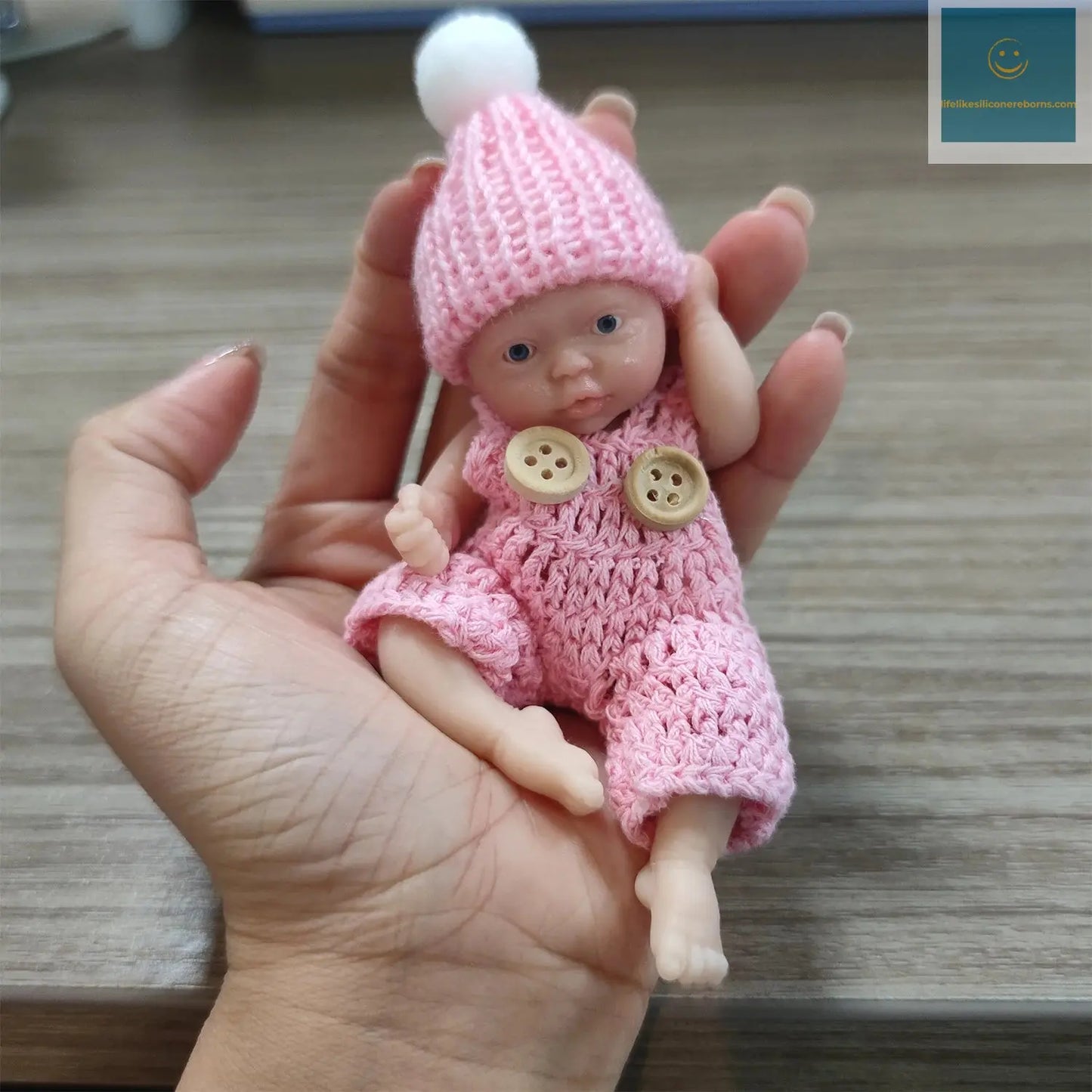Mini Reborn Baby Dolls Sleeping Silicone Full Body Girl 4.5 Inch Miniature Babies with feed Accessories for Christmas Gift Kids lifelikesiliconereborns.com