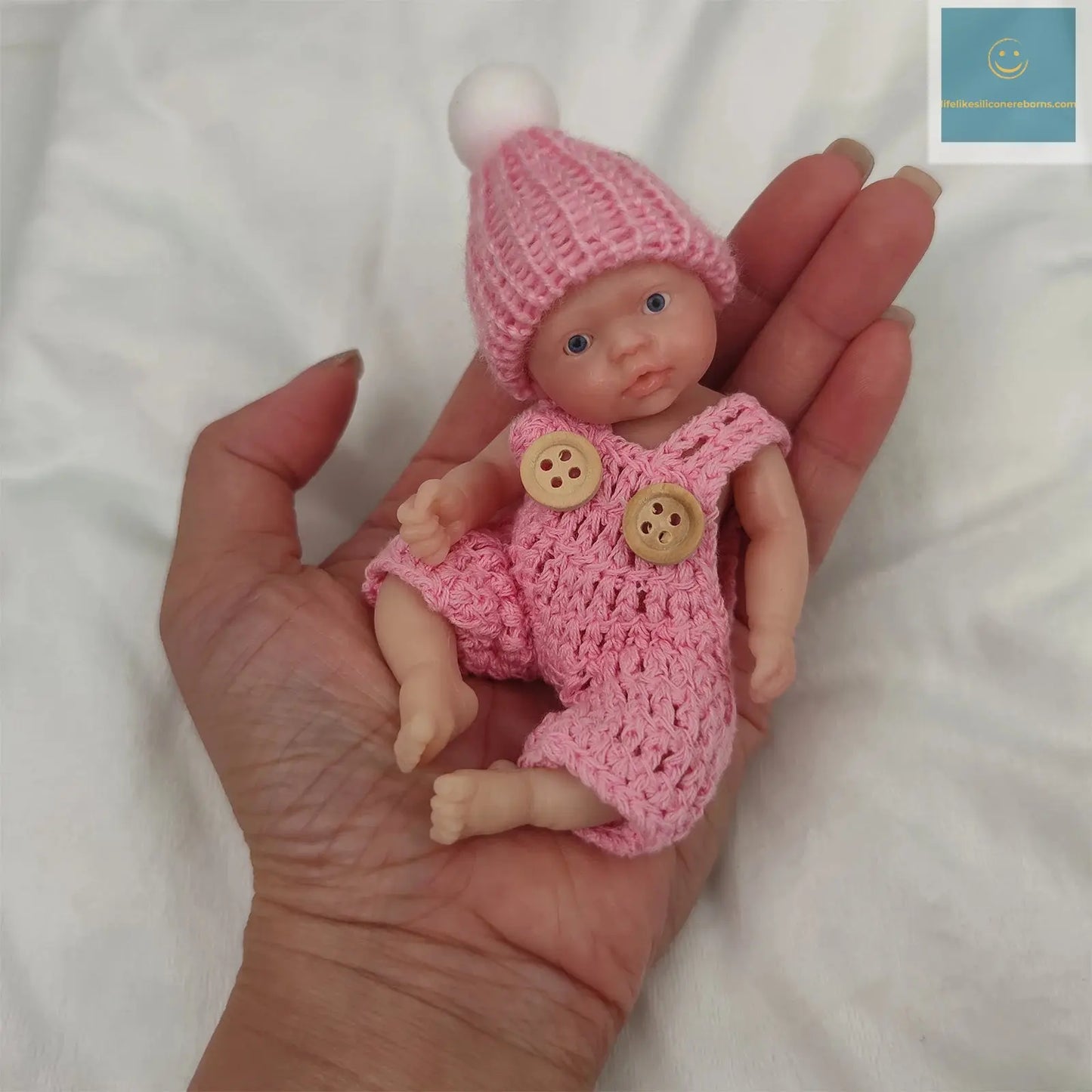 Mini Reborn Baby Dolls Sleeping Silicone Full Body Girl 4.5 Inch Miniature Babies with feed Accessories for Christmas Gift Kids lifelikesiliconereborns.com