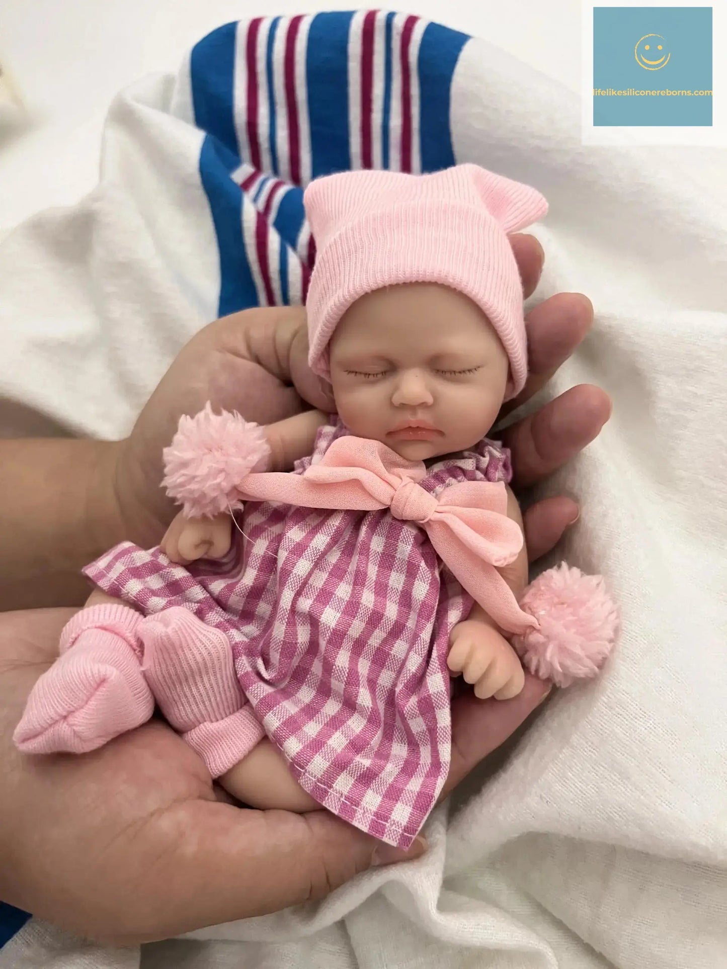 Miniature Babies 7" Full Body Silicone Baby Reborn Doll Lifelike Sleeping Closed Eyes Baby Girl for Kids Birthday Christmas Gift lifelikesiliconereborns.com
