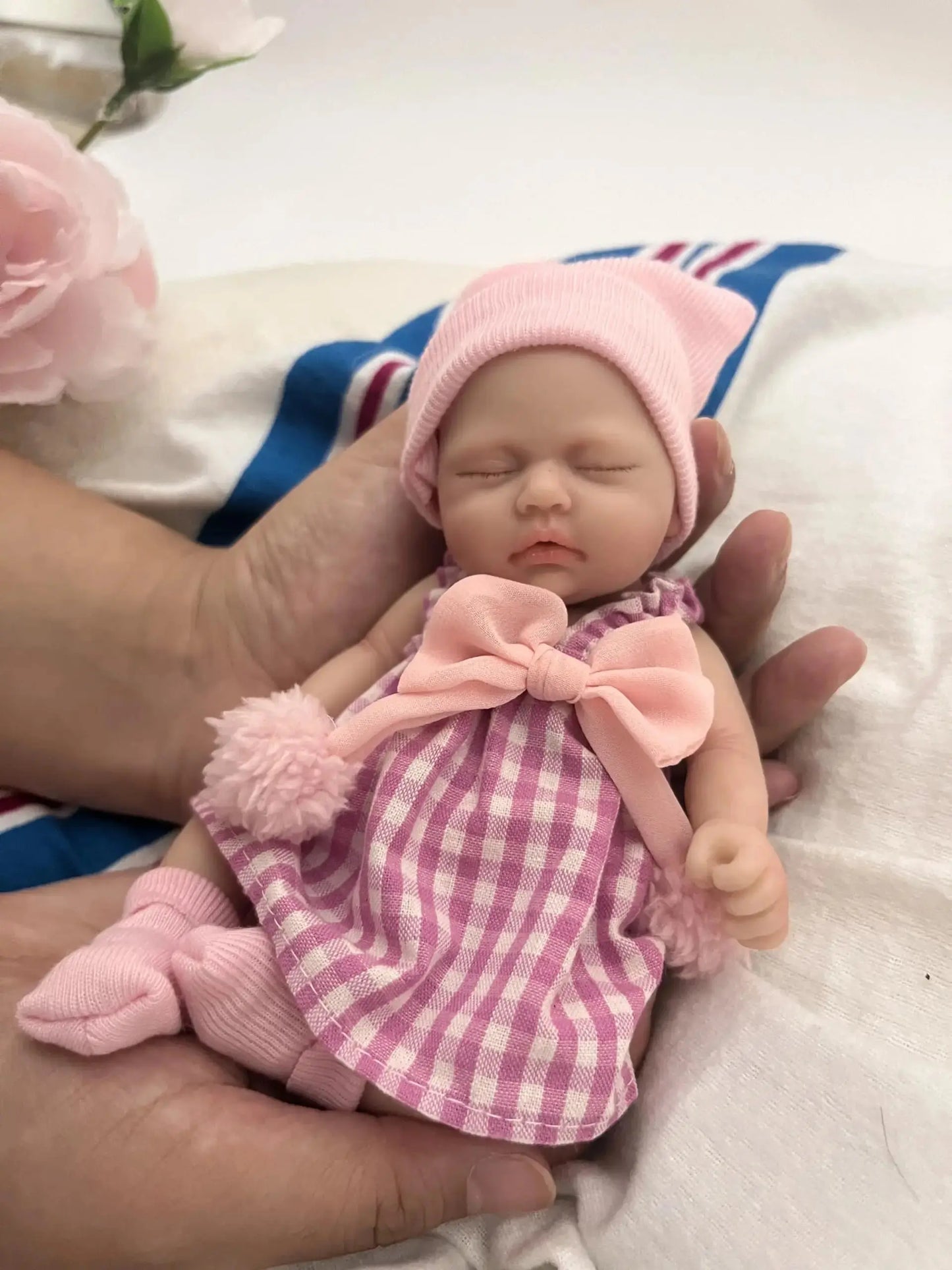 Miniature Babies 7" Full Body Silicone Baby Reborn Doll Lifelike Sleeping Closed Eyes Baby Girl for Kids Birthday Christmas Gift lifelikesiliconereborns.com