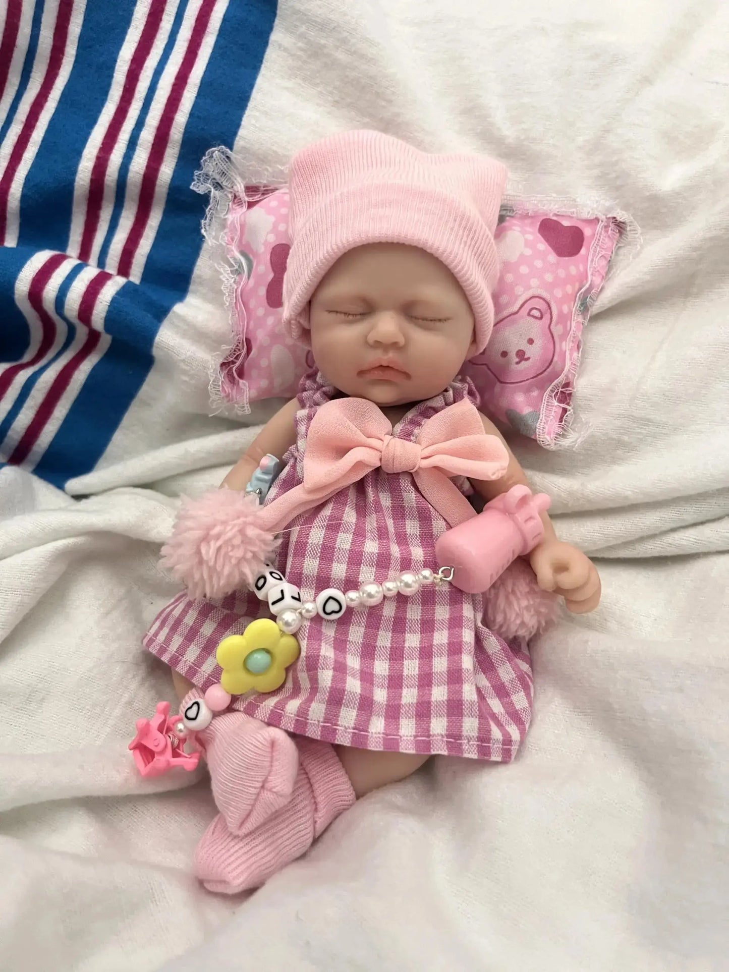 Miniature Babies 7" Full Body Silicone Baby Reborn Doll Lifelike Sleeping Closed Eyes Baby Girl for Kids Birthday Christmas Gift lifelikesiliconereborns.com