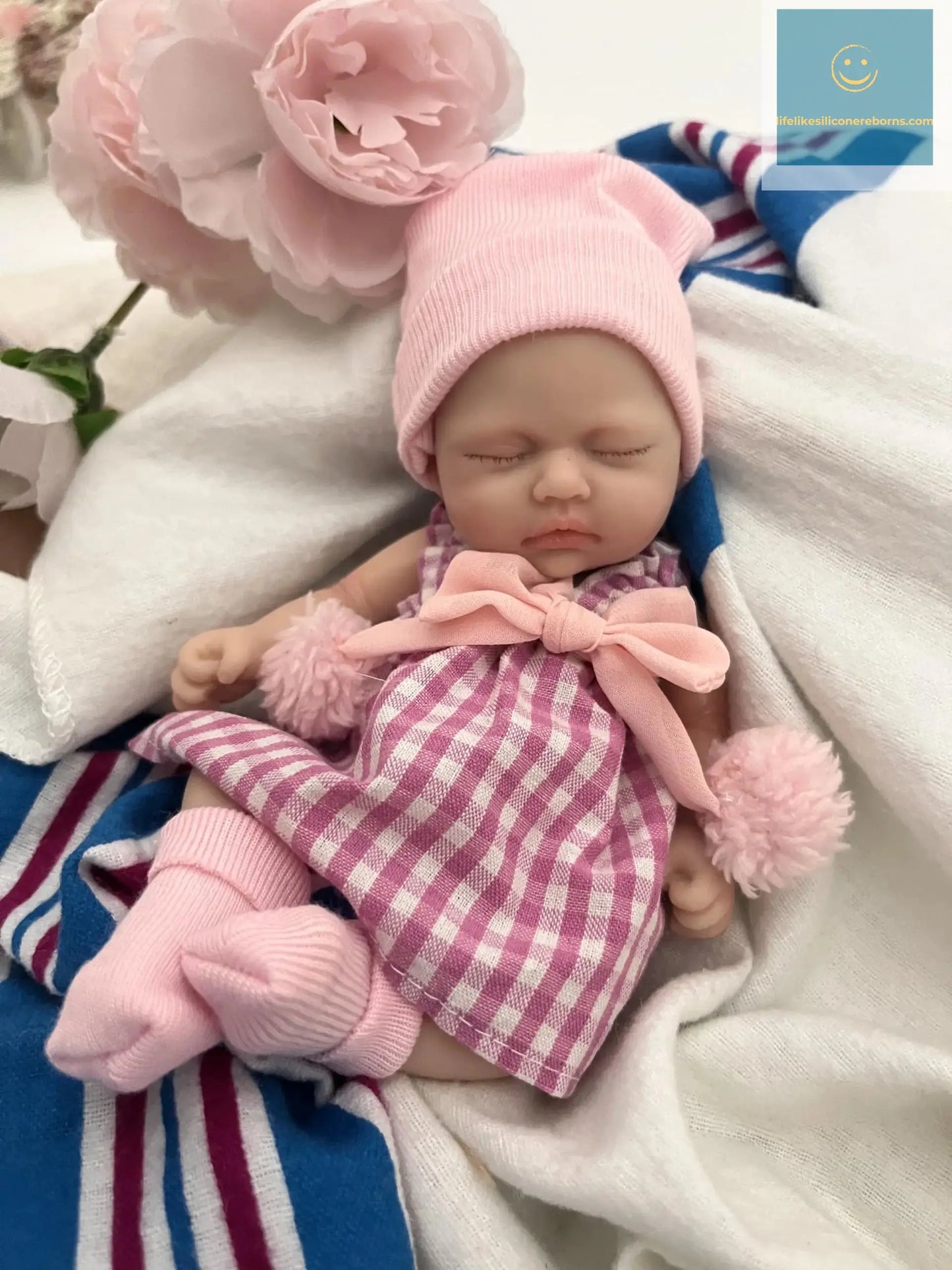Miniature Babies 7" Full Body Silicone Baby Reborn Doll Lifelike Sleeping Closed Eyes Baby Girl for Kids Birthday Christmas Gift lifelikesiliconereborns.com