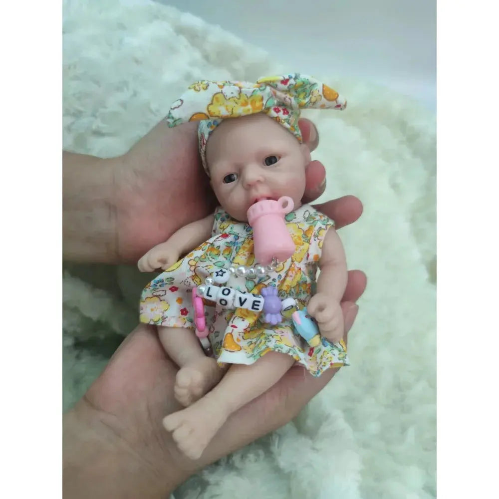 Reborn Baby Dolls 7 Inch Hand Made Girl Silicone Doll Mini Realistic Baby Dolls Silicone Full Body for Kids Christmas Gift lifelikesiliconereborns.com