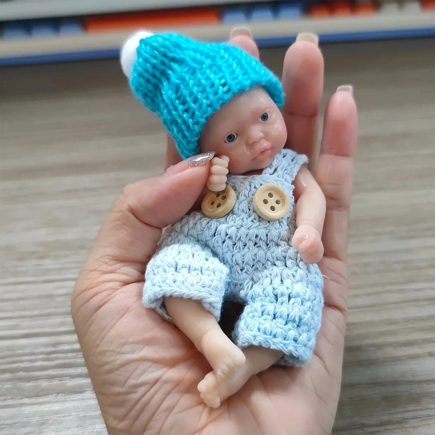 Reborn Baby Dolls Sleeping Silicone Full Body Boy 4.5inch Miniature Babies with Blue clothes Accessories for Christmas Gift Kids lifelikesiliconereborns.com