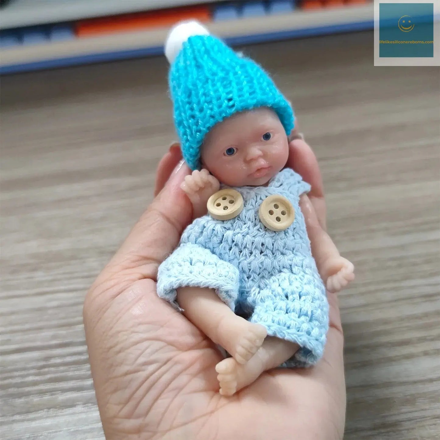 Reborn Baby Dolls Sleeping Silicone Full Body Boy 4.5inch Miniature Babies with Blue clothes Accessories for Christmas Gift Kids lifelikesiliconereborns.com