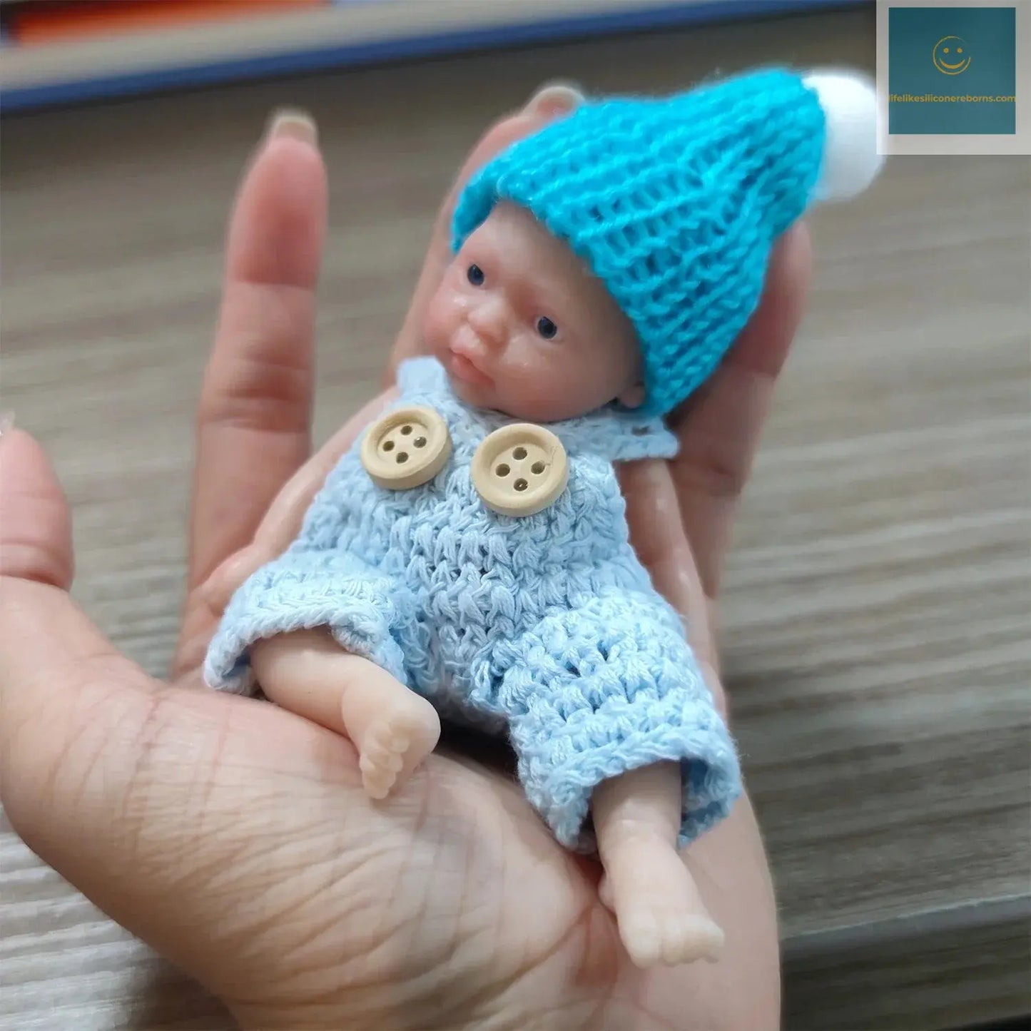 Reborn Baby Dolls Sleeping Silicone Full Body Boy 4.5inch Miniature Babies with Blue clothes Accessories for Christmas Gift Kids lifelikesiliconereborns.com
