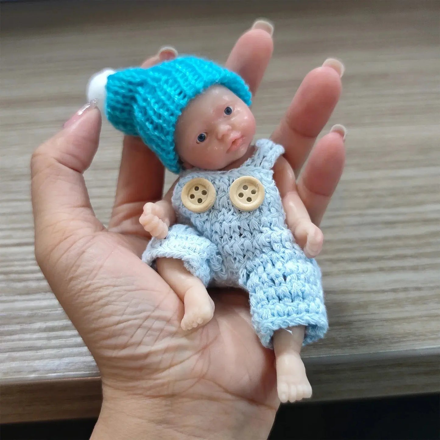 Reborn Baby Dolls Sleeping Silicone Full Body Boy 4.5inch Miniature Babies with Blue clothes Accessories for Christmas Gift Kids lifelikesiliconereborns.com