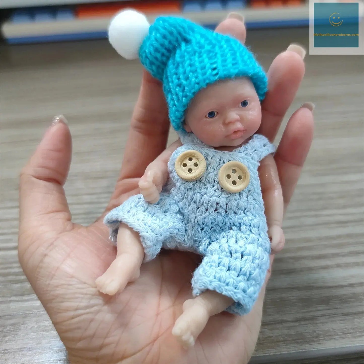 Reborn Baby Dolls Sleeping Silicone Full Body Boy 4.5inch Miniature Babies with Blue clothes Accessories for Christmas Gift Kids lifelikesiliconereborns.com