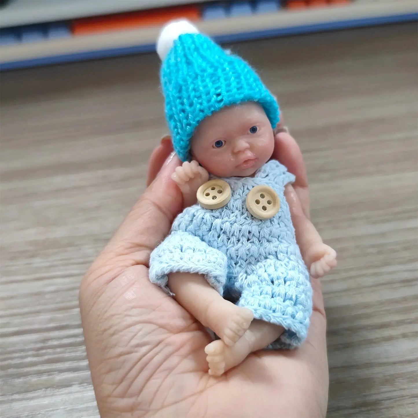 Reborn Baby Dolls Sleeping Silicone Full Body Boy 4.5inch Miniature Babies with Blue clothes Accessories for Christmas Gift Kids lifelikesiliconereborns.com