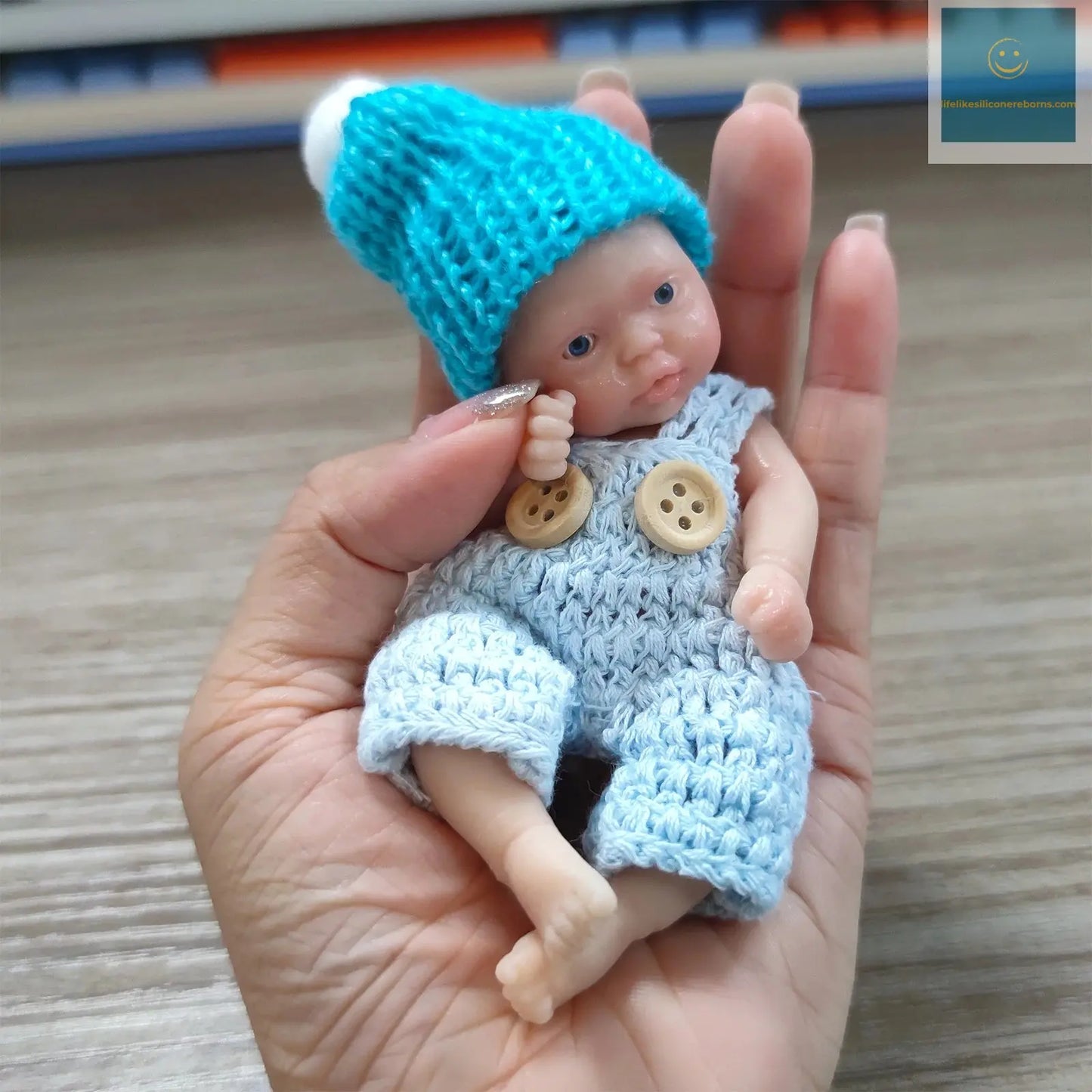 Reborn Baby Dolls Sleeping Silicone Full Body Boy 4.5inch Miniature Babies with Blue clothes Accessories for Christmas Gift Kids lifelikesiliconereborns.com