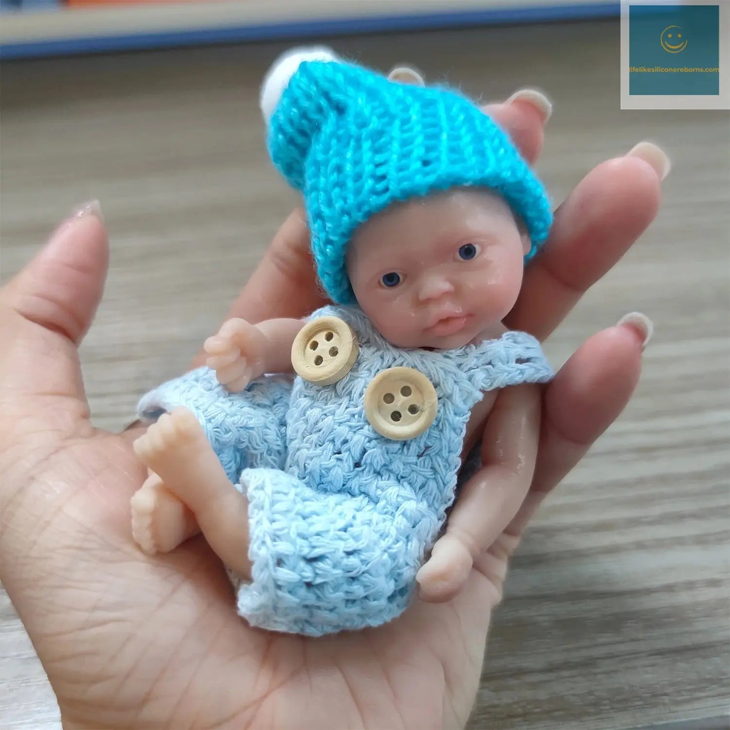 Reborn Baby Dolls Sleeping Silicone Full Body Boy 4.5inch Miniature Babies with Blue clothes Accessories for Christmas Gift Kids lifelikesiliconereborns.com