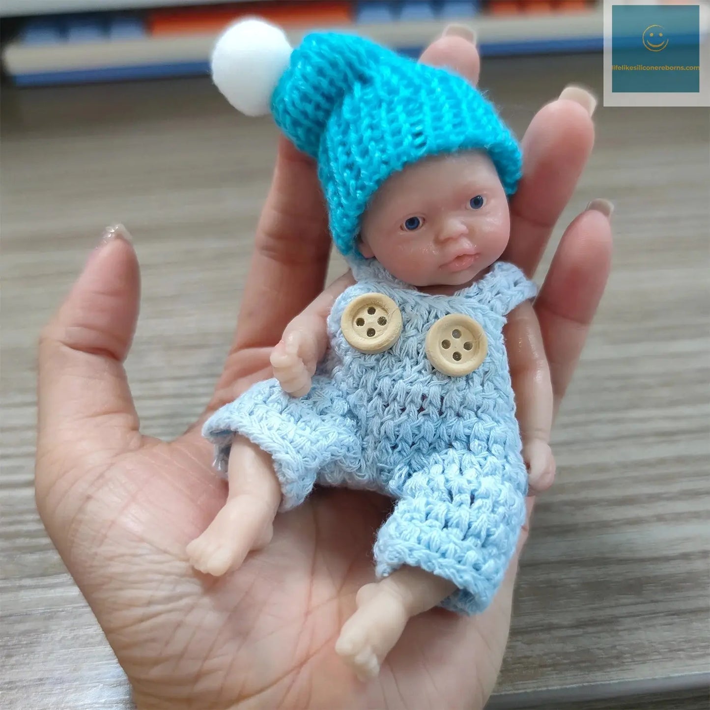 Reborn Baby Dolls Sleeping Silicone Full Body Boy 4.5inch Miniature Babies with Blue clothes Accessories for Christmas Gift Kids lifelikesiliconereborns.com