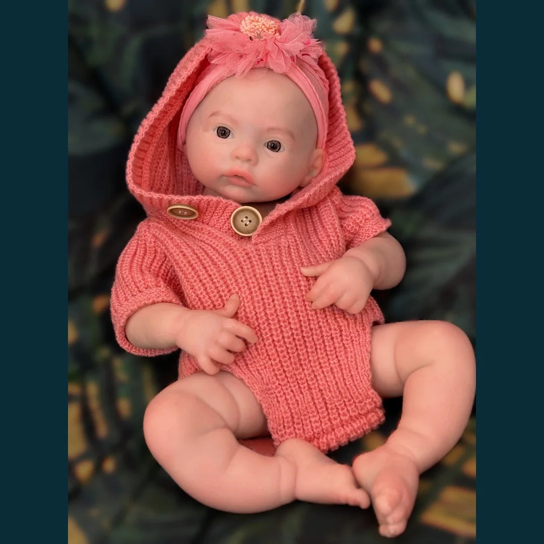 45cm Meadow Can Open Mouth Solid bebe reborn de silicona Girl Doll With 3D Painted Skin Lifelike Real Reborn Baby Doll lifelikesiliconereborns.com