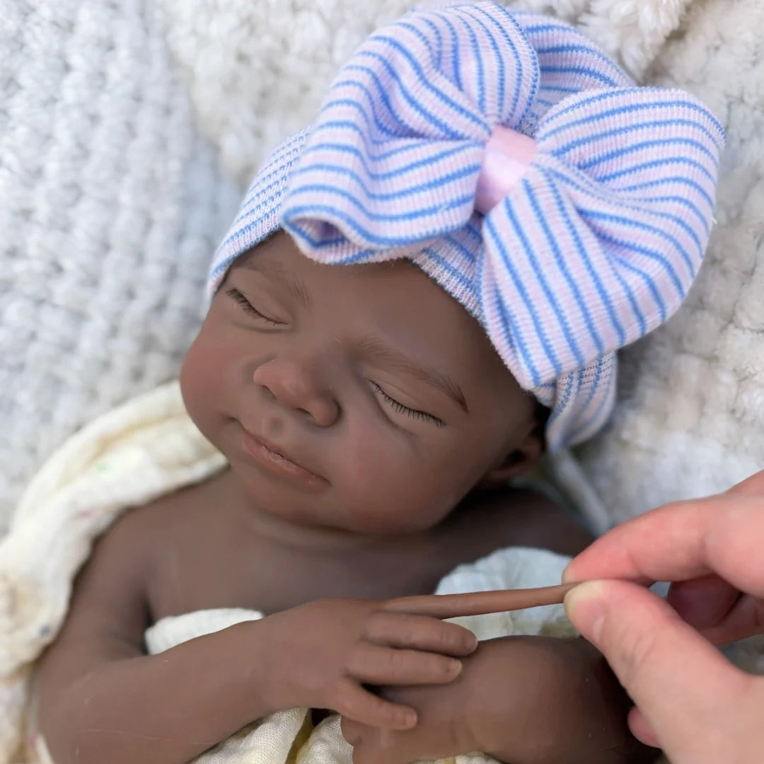 18Inch Can Open Mouth Dark Skin Pascale bebe reborn de silicona Doll With Painted Skin Soft Touch Feeling Rooted Eyelashes Doll lifelikesiliconereborns.com
