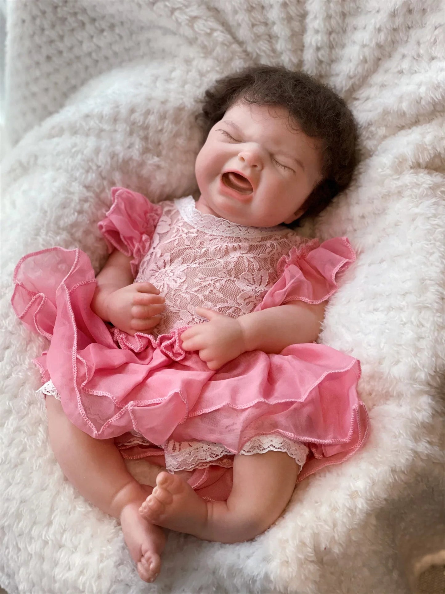 18Inch Washable Maria Solid Silicone Bebe Reborn Girl With Rooted Hair 3D Paint Skin Soft Touch Lifelike Real Newborn Baby Doll lifelikesiliconereborns.com