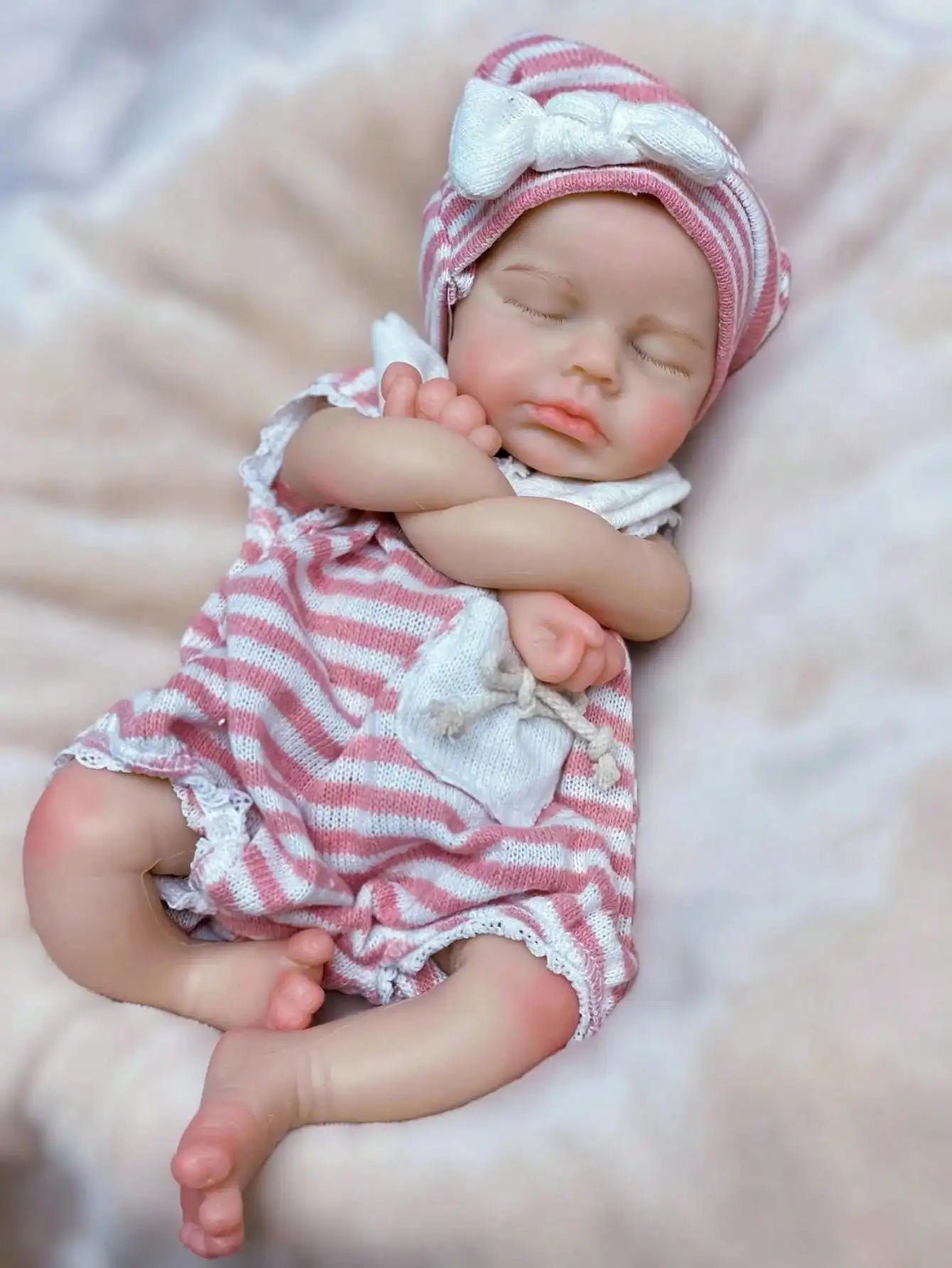 Saskia Full Body Soft Silicone 13-Inch Reborn Doll - Lovely Loulou, a Handmade Newborn Baby Doll with an Open Mouth Doll lifelikesiliconereborns.com