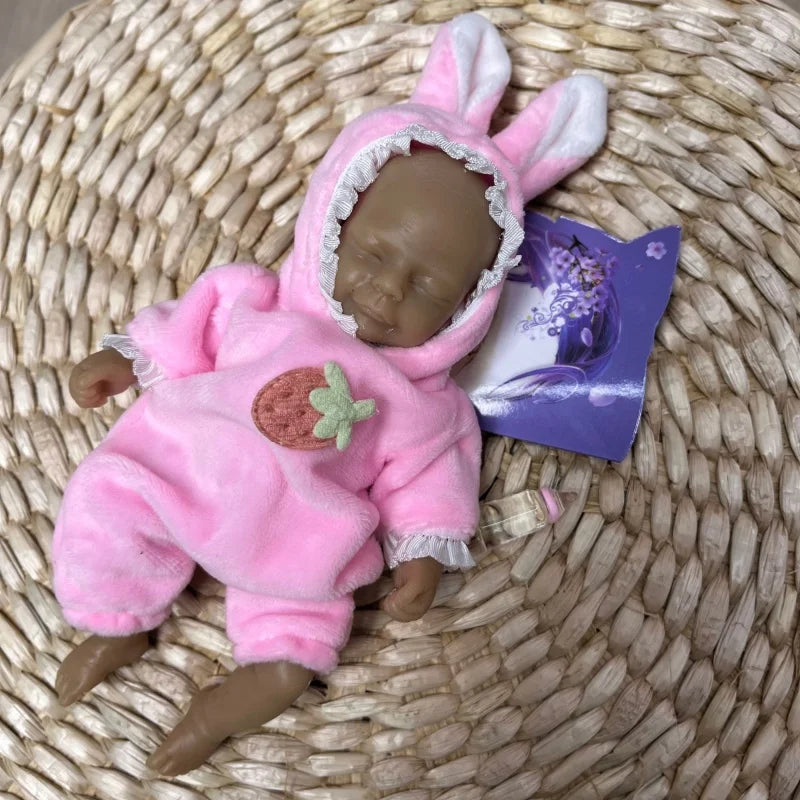 15CM Painted Full Body Solid Silicone Reborn Mini Palm Bebe Dolls Handmade Cute Girl Reborn Silicone Dolls реборн мальчик lifelikesiliconereborns.com