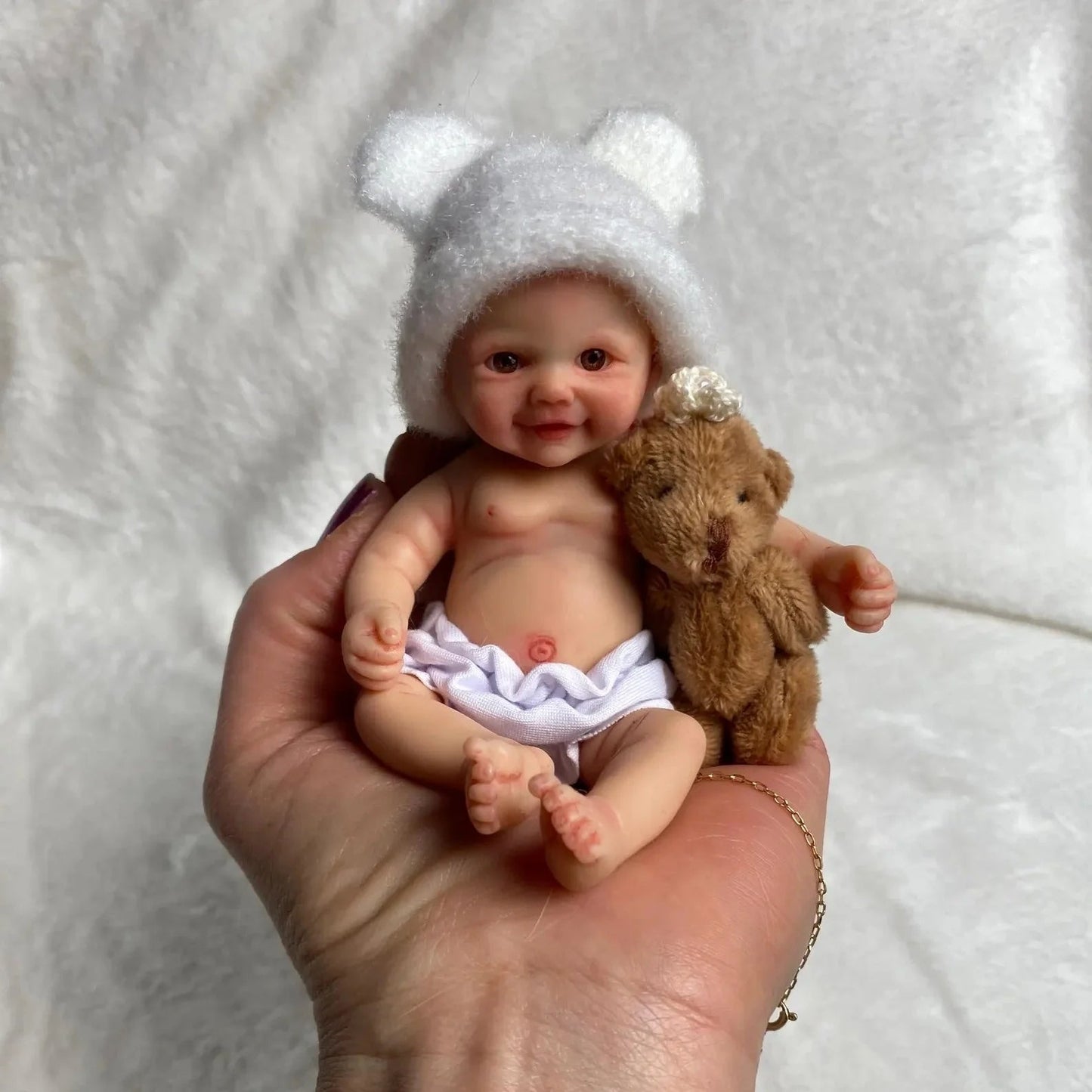 15CM Painted Full Body Solid Silicone Reborn Mini Palm Bebe Dolls Handmade Cute Girl Reborn Silicone Dolls реборн мальчик lifelikesiliconereborns.com