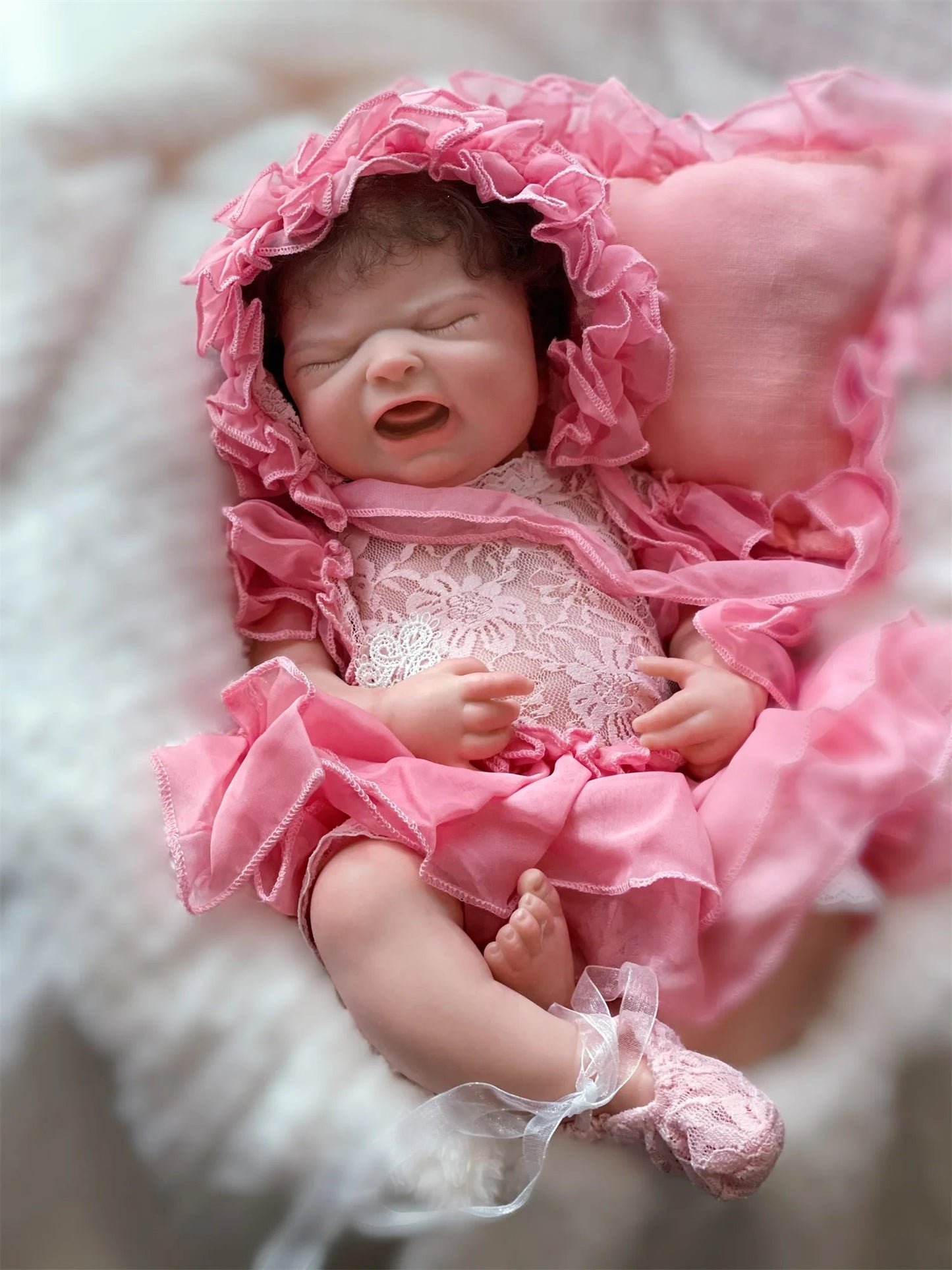 18Inch Washable Maria Solid Silicone Bebe Reborn Girl With Rooted Hair 3D Paint Skin Soft Touch Lifelike Real Newborn Baby Doll lifelikesiliconereborns.com