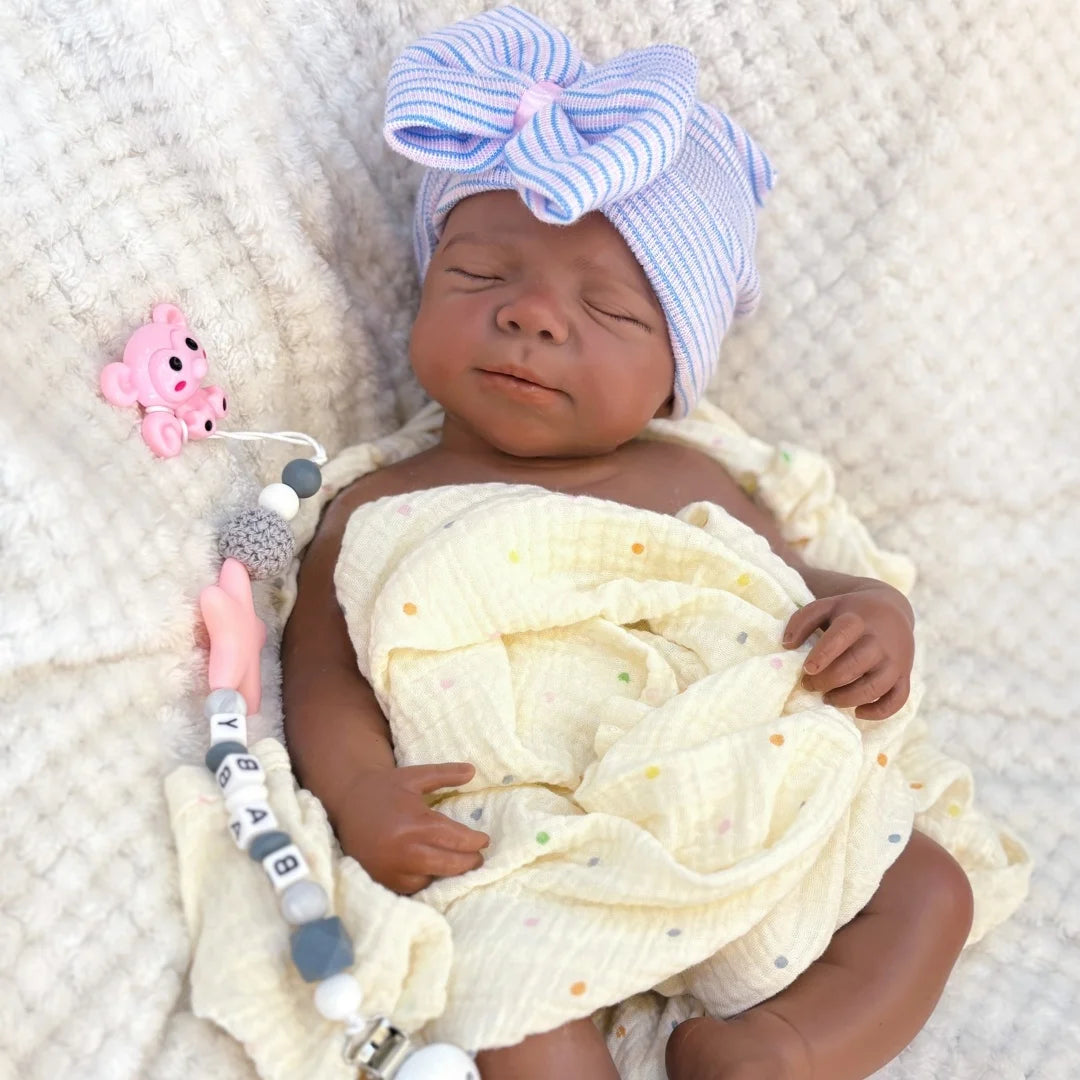 18Inch Dark Skin Can Open Mouth Pascale Solid bebe reborn de silicona Girl Doll 3D Paint Lifelike Real Newborn Baby Doll lifelikesiliconereborns.com