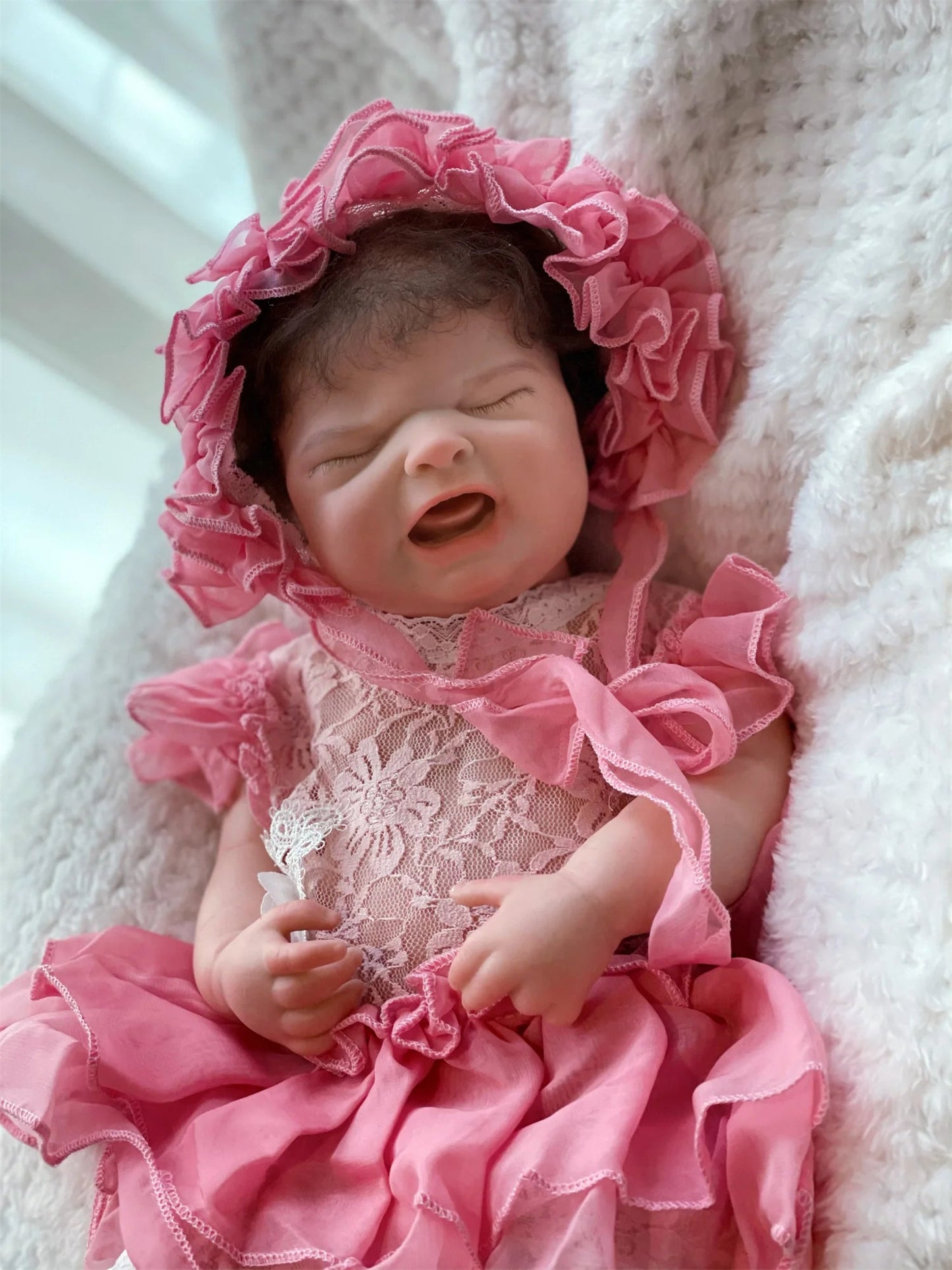 18Inch Washable Maria Solid Silicone Bebe Reborn Girl With Rooted Hair 3D Paint Skin Soft Touch Lifelike Real Newborn Baby Doll lifelikesiliconereborns.com