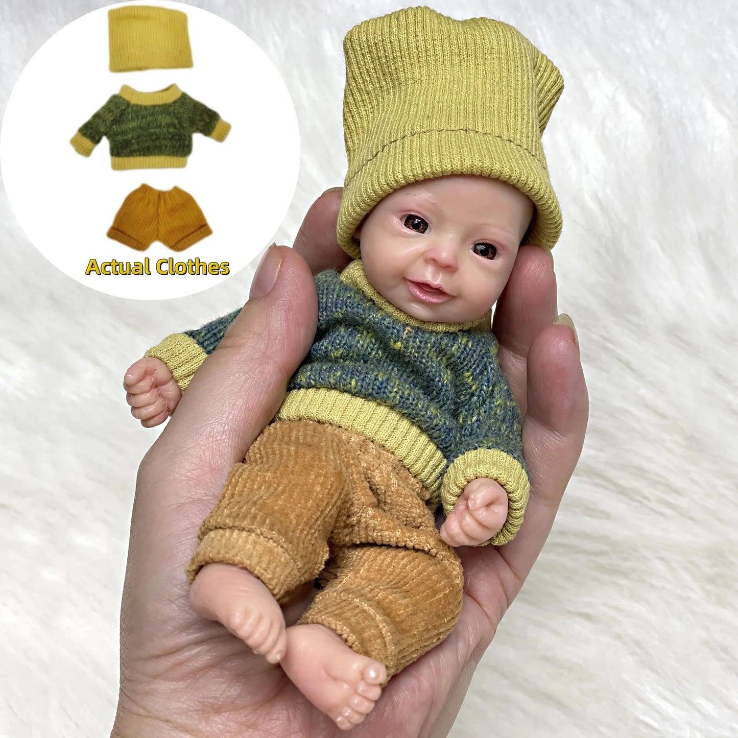 15CM Painted Full Solid Silicone Bebe Boy Reborn Baby Dolls Handmade Cute Mini Palm Dolls Reborn Silicone Dolls реборн мальчик lifelikesiliconereborns.com