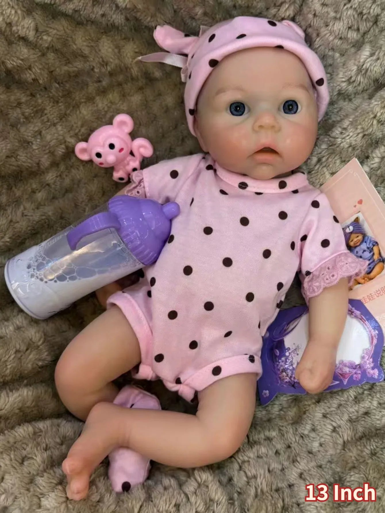 13 Inch Full Silicone Reborn Doll Girl Handmade Lifelike 3D Painted Skin Can Open Mouth Newborn Girl lifelikesiliconereborns.com