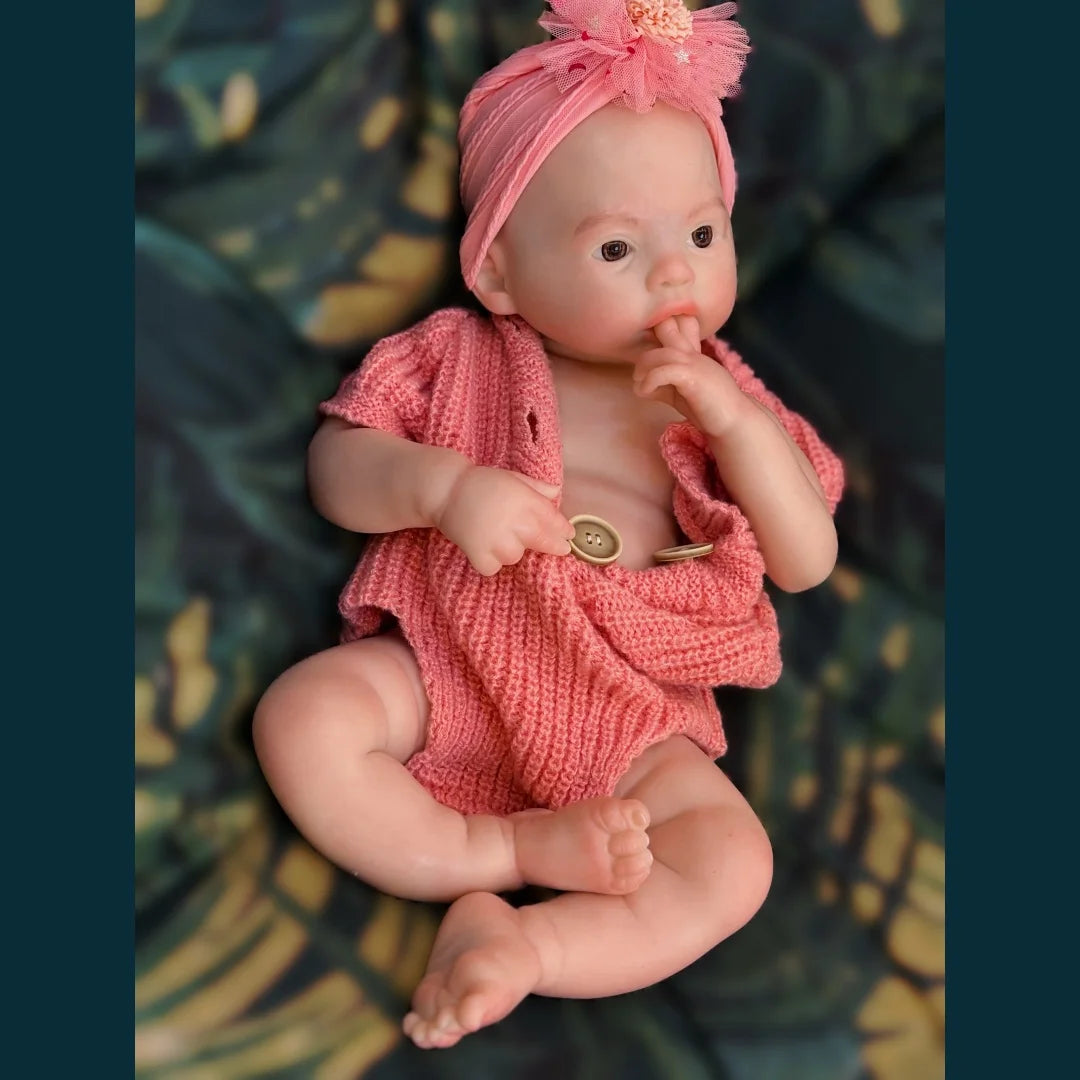 45cm Meadow Can Open Mouth Solid bebe reborn de silicona Girl Doll With 3D Painted Skin Lifelike Real Reborn Baby Doll lifelikesiliconereborns.com