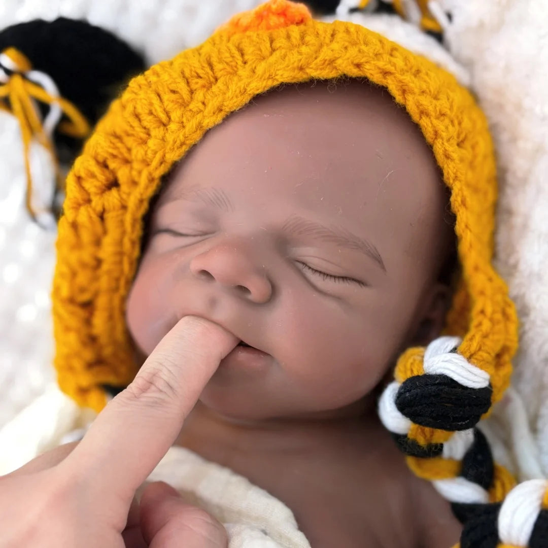18Inch Dark Skin Can Open Mouth Pascale Solid bebe reborn de silicona Girl Doll 3D Paint Lifelike Real Newborn Baby Doll lifelikesiliconereborns.com