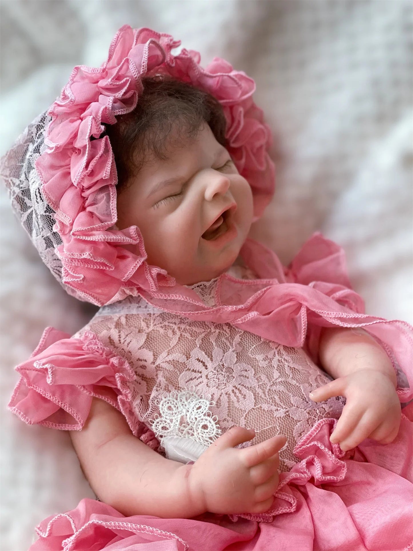 18Inch Washable Maria Solid Silicone Bebe Reborn Girl With Rooted Hair 3D Paint Skin Soft Touch Lifelike Real Newborn Baby Doll lifelikesiliconereborns.com