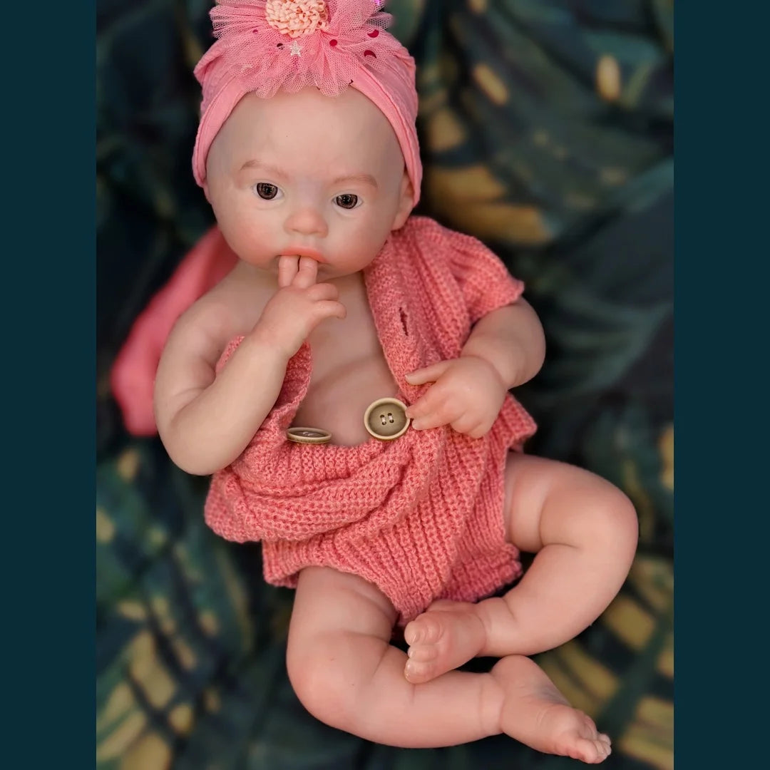 45cm Meadow Can Open Mouth Solid bebe reborn de silicona Girl Doll With 3D Painted Skin Lifelike Real Reborn Baby Doll lifelikesiliconereborns.com